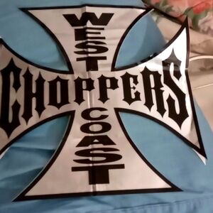 West Coast Choppers large Silver & Black  sticker. 12.5 X  12.5